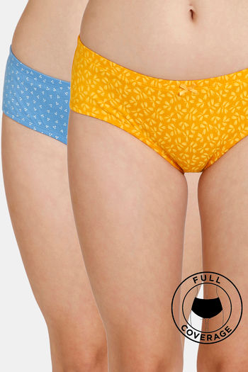 Buy Rosaline Low Rise Full Coverage Hipster Panty (Pack of 2) - Yellow Blue